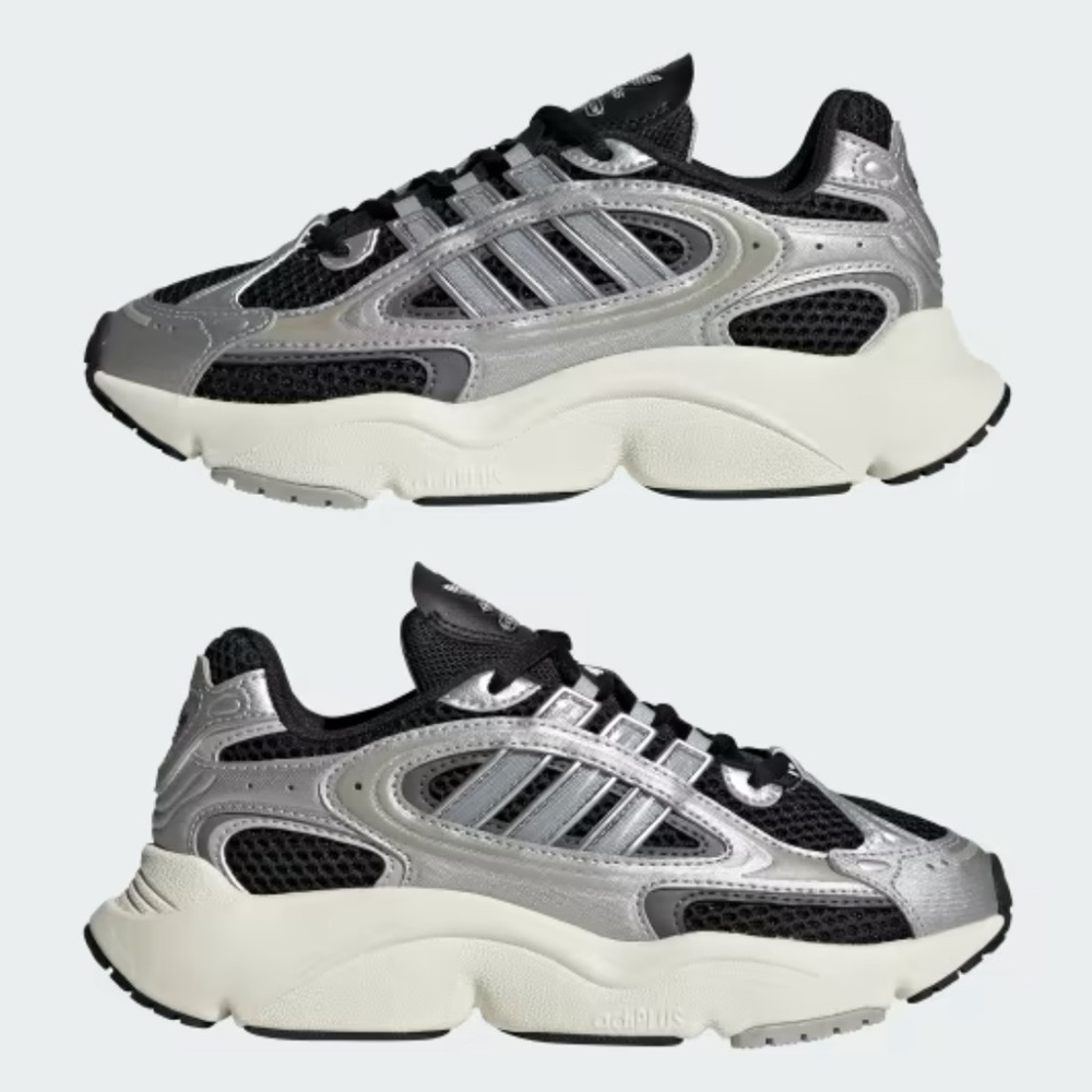 Adidas Metallic Silver and Black Ozmillen sneakers